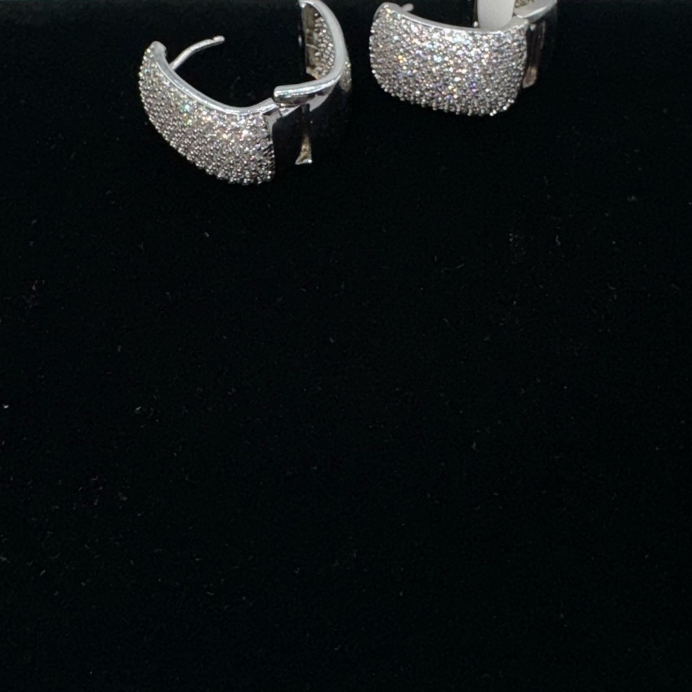 14k 2.5ct Pave Hoops - Picture 8 of 14